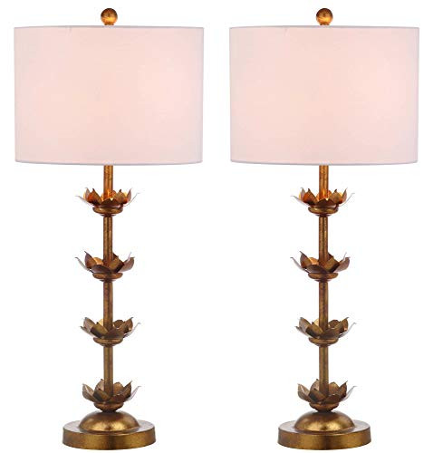 SAFAVIEH Lani Leaf Table Lamp Set of 2, 32" Gold/White TBL4016A-SET2 | Amazon (US)