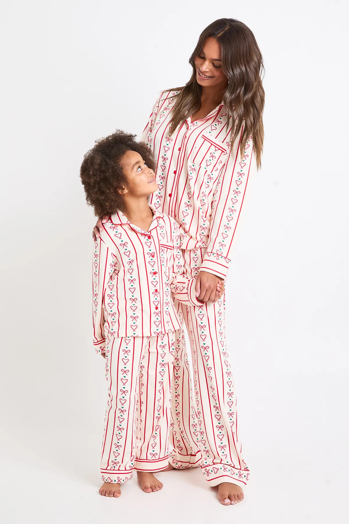 Womens Matching Family Super Soft Heart & Bow Print Long Sleeve Shirt & Trousers Pyjama Set | Boohoo.com (UK & IE)
