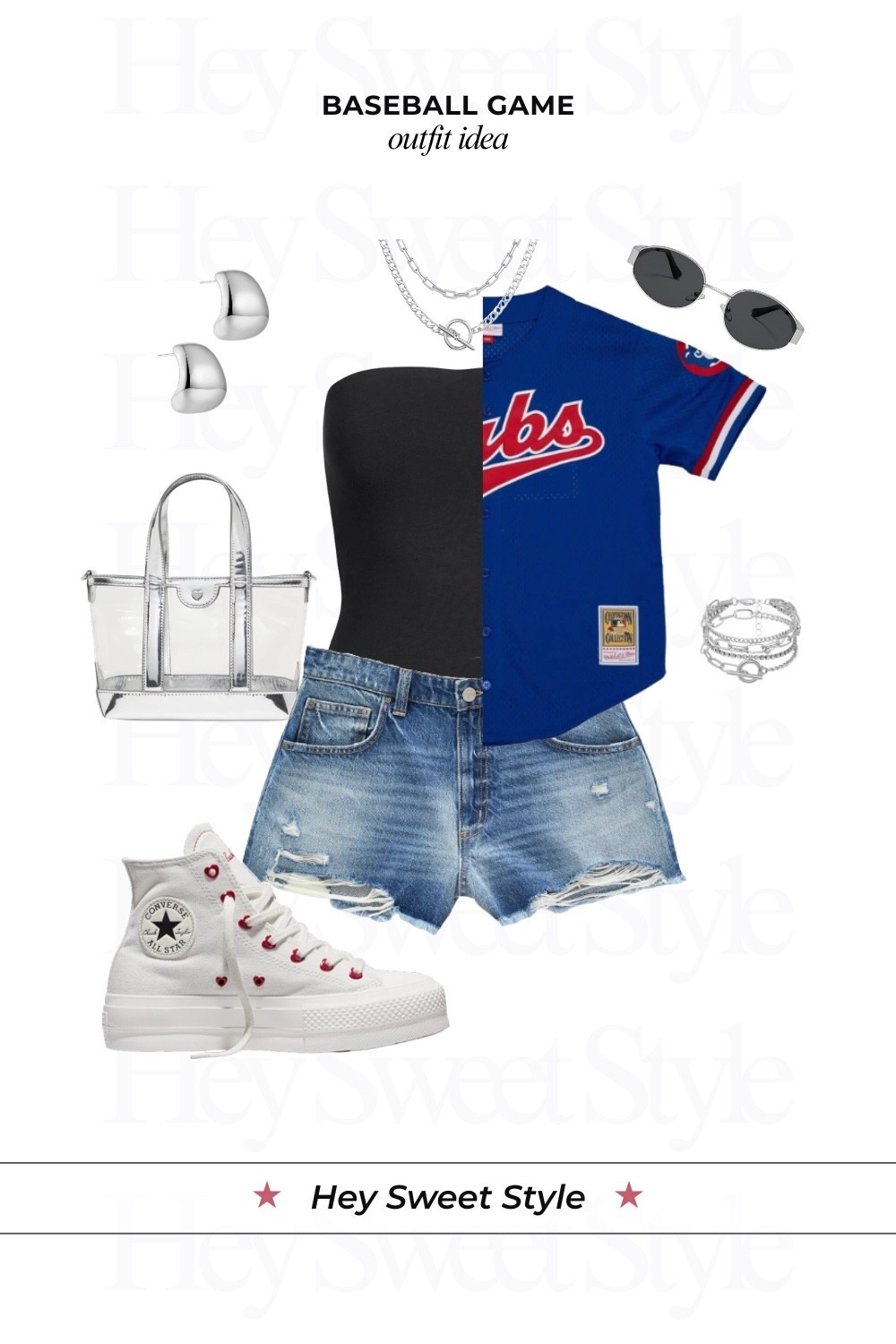 Cubs jersey + black tube top | 12 Baseball Game Outfit Ideas ⚾ 
