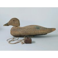 1940S Rare Duck Decoy Hand-Carved Rare Vintage Wooden Duck Decoy/Circa 1940's Glass Eyes & String Weight 17"" X 6""X 6"" Find | Etsy (US)