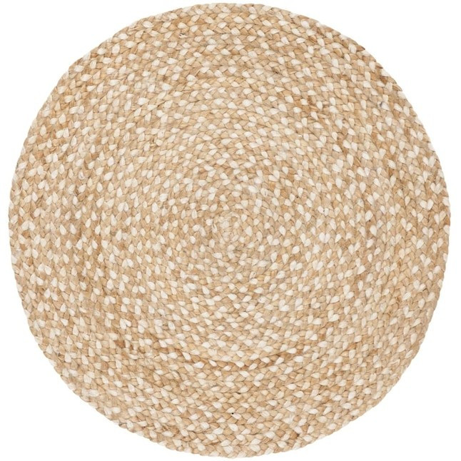 Safavieh  Natural Fiber Harmtine 3 x 3 Jute Natural/Ivory Round Indoor Abstract Throw Rug | Lowe's