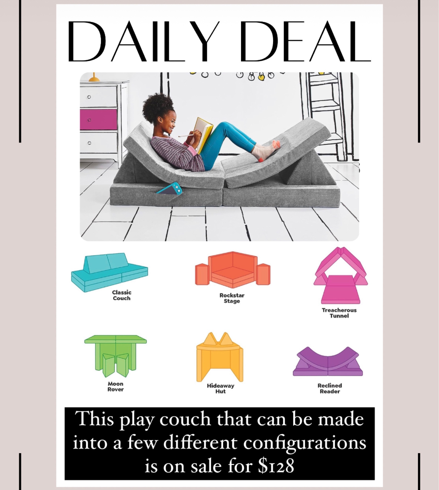 This play couch that can be made into a few different configurations is on sale for $128

#LTKbaby #LTKfamily #LTKkids