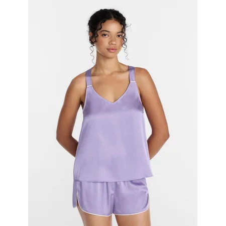 Joyspun Women’s Stretch Satin Cami and Shorts Pajama Set, 2-Piece, Sizes XS-3X | Walmart (US)