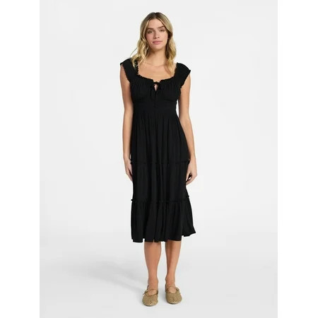 No Boundaries Puff Sleeve Midi Dress Women’s XXS-XXL | Walmart (US)