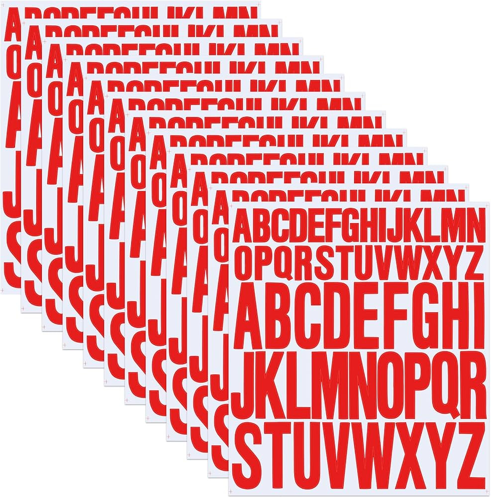 12 Sheets Alphabet Stickers, Red Self Adhesive Vinyl Letter Stickers Aesthetic, Waterproof Letter... | Amazon (US)