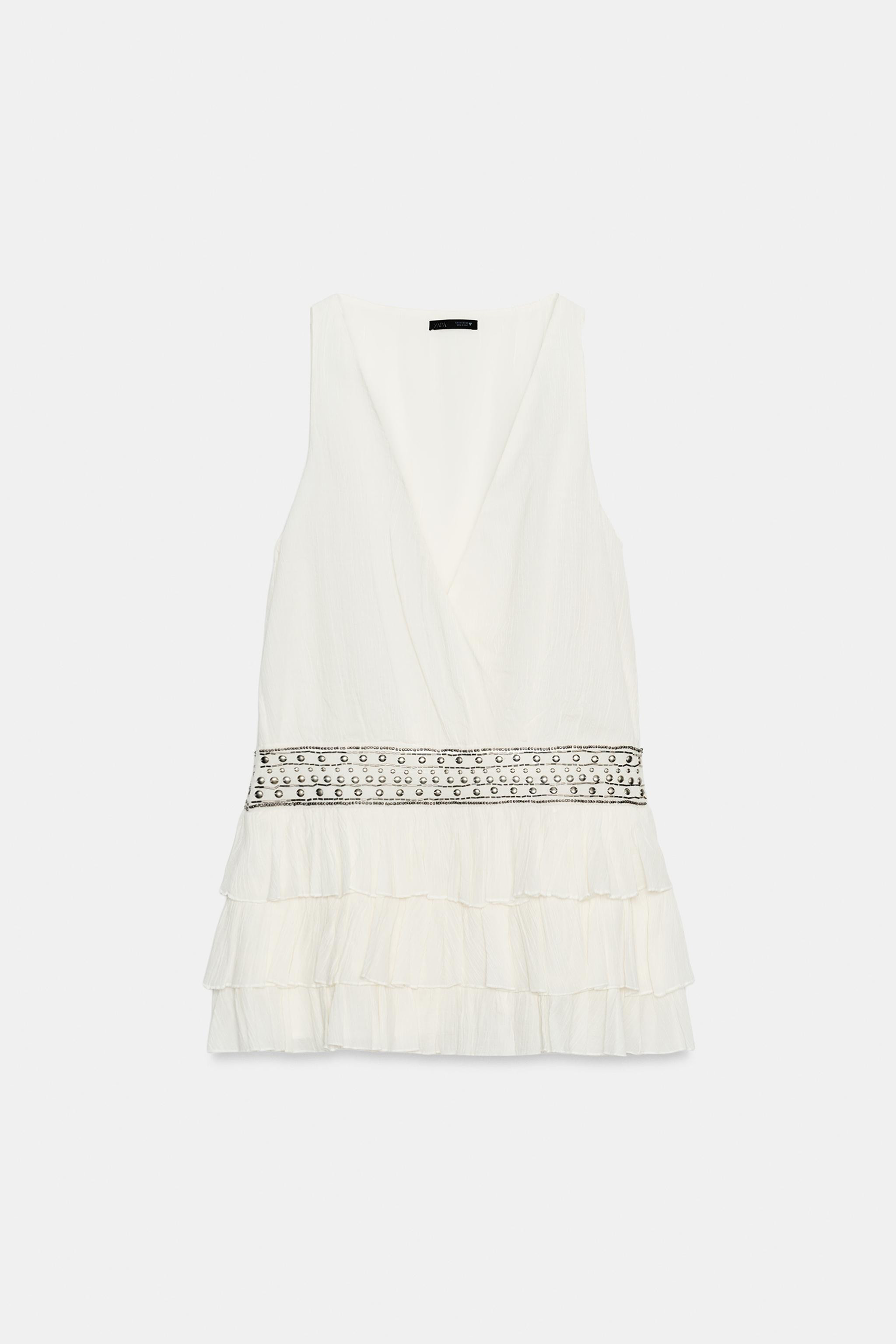 CHIFFON DRESS WITH RUFFLES AND STUDS | Zara UK