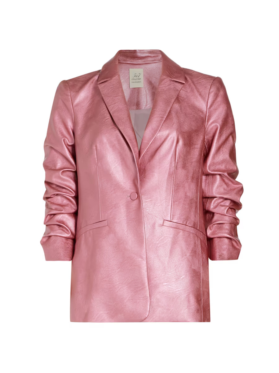 Cinq à Sept Kylie Metallic Faux Leather Blazer | Saks Fifth Avenue