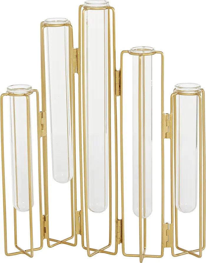 Gold Metal Tube Vase with Metal Stand | Nordstrom Rack