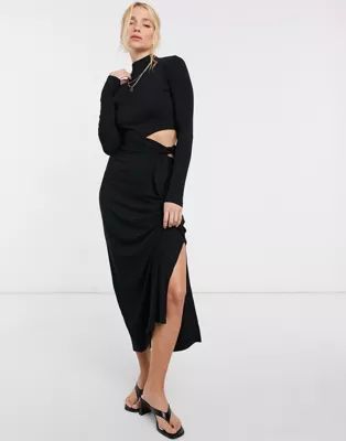 & Other Stories eco cut out jersey dress in black | ASOS (Global)