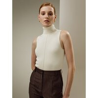 LILYSILK Ladies Turtleneck Sleeveless Top - White Natural Silk - Exquisite Slim Fit Top L | LilySilk