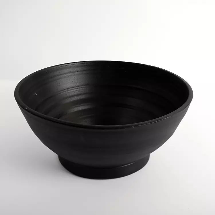 New! Matte Black Footed Stoneware Bowl | Kirkland's Home