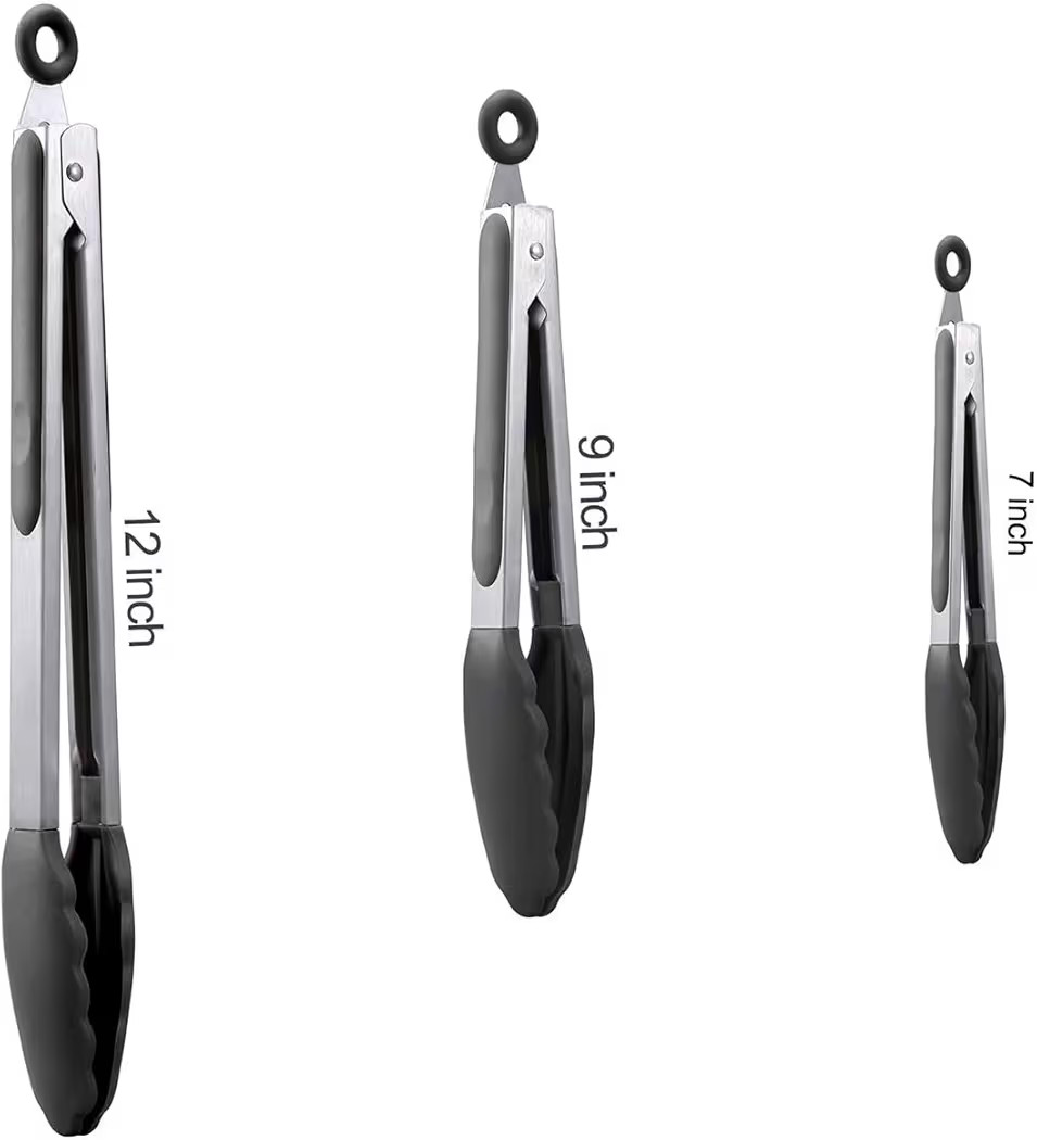 7/9/12 Inch Kitchen Tongs with Silicone Tips – 3 Pack Locking Stainless Steel Cooking Tongs for... | Amazon (US)