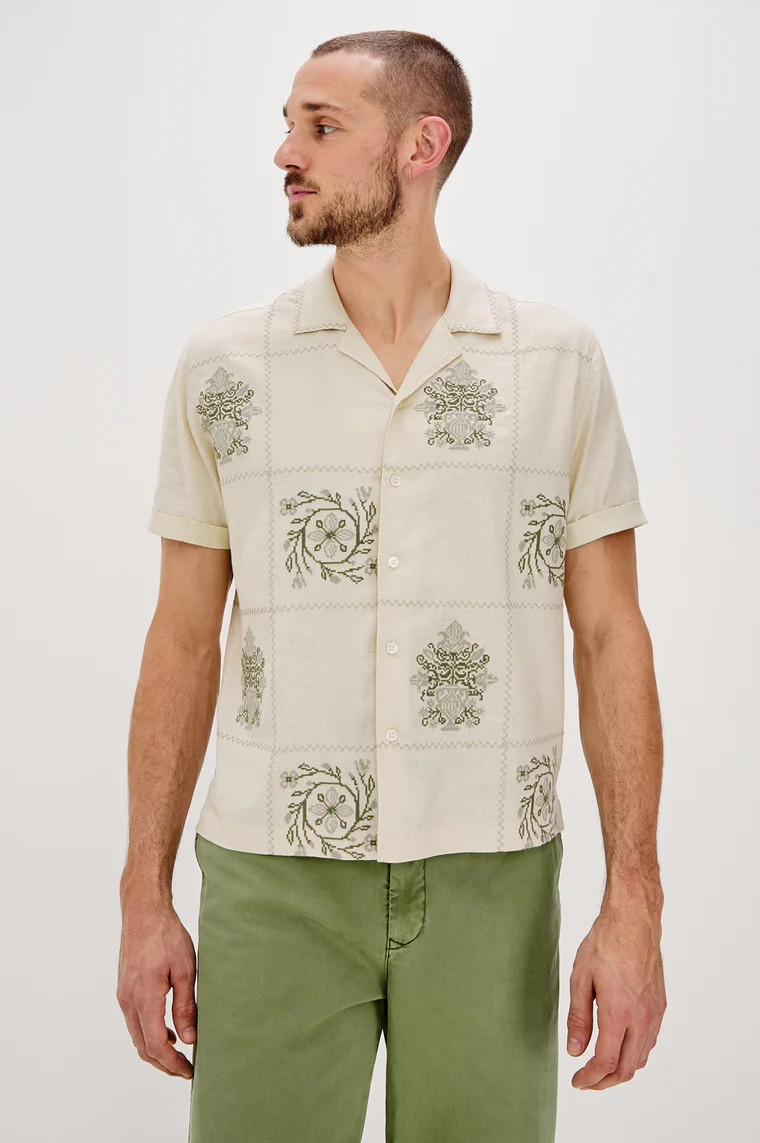 CLAIRO SHIRT - CREAM QUILT SQUARES | Rails