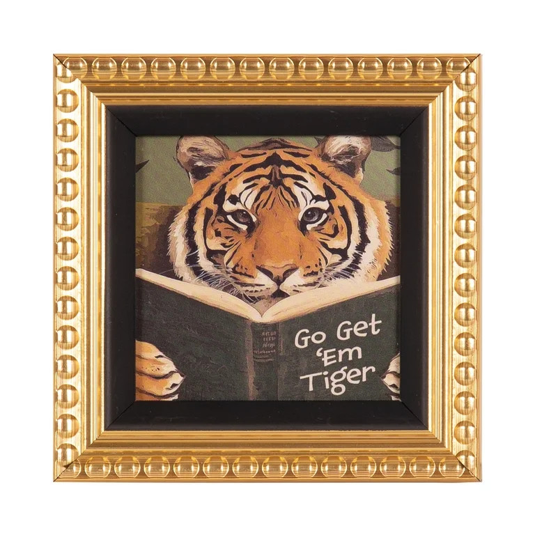 DesignOvation Go Get 'Em Tiger 4" x 4" Magnetic Mini Art Print by The Creative Bunch Studio | Walmart (US)