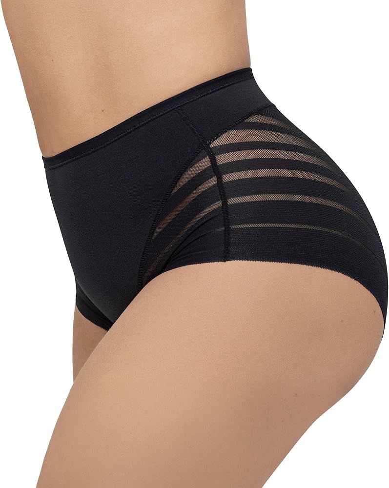 Leonisa Invisible High Waisted Tummy Control Stripe Lace Underwear - Shapewear Panties for Women | Amazon (US)