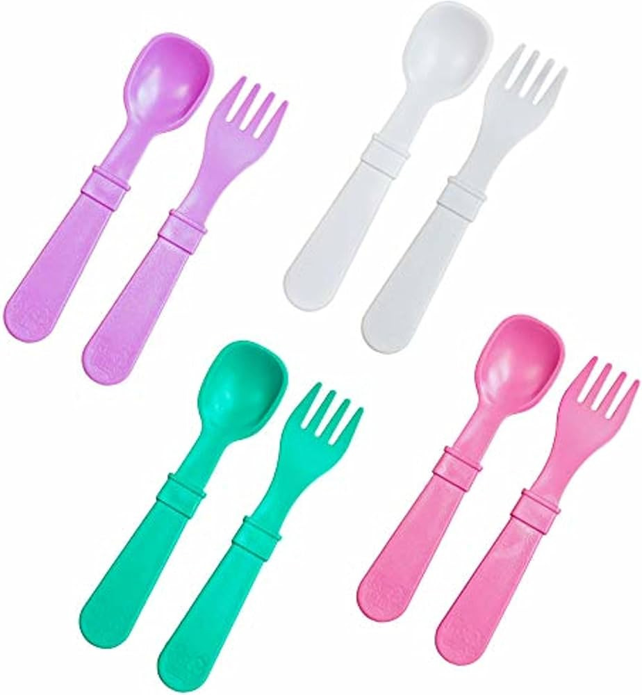 Re Play Made in USA Toddler Forks and Spoons, Pack of 8 Without Carrying Case - 4 Kids Forks with... | Amazon (US)