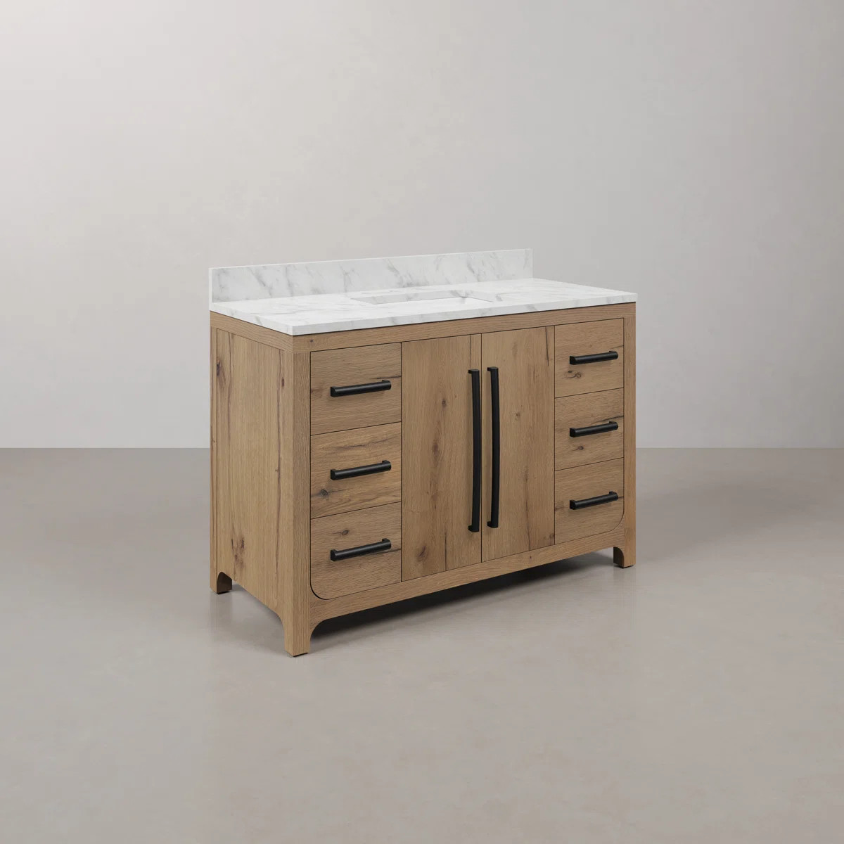 Graelyn 48 In. Single Rectangle Sink Bathroom Vanity With Engineered Carrara White Marble In Weat... | Wayfair North America