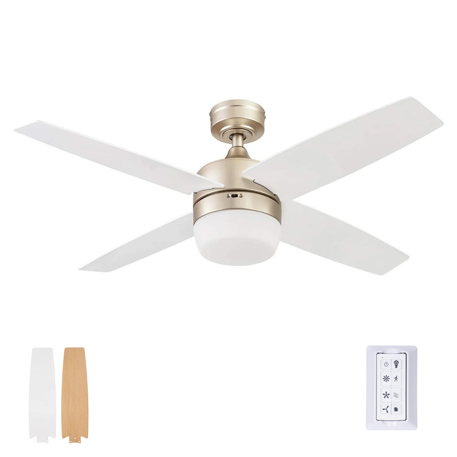 Prominence Home 44" Atlas Champagne Remote Control Ceiling Fan, 4 Blades - Walmart.com | Walmart (US)