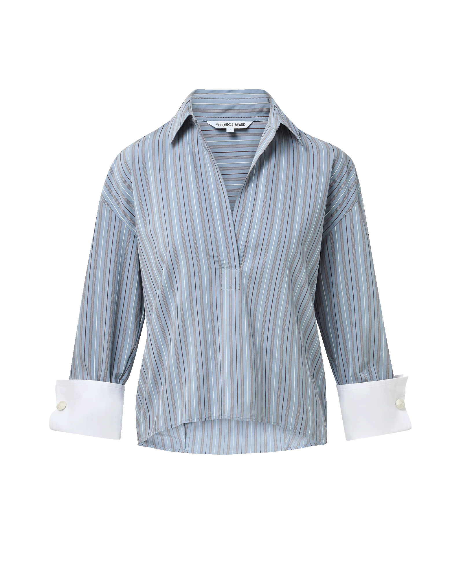 Draymond Striped Shirt in Blue River Multi | Veronica Beard | Veronica Beard