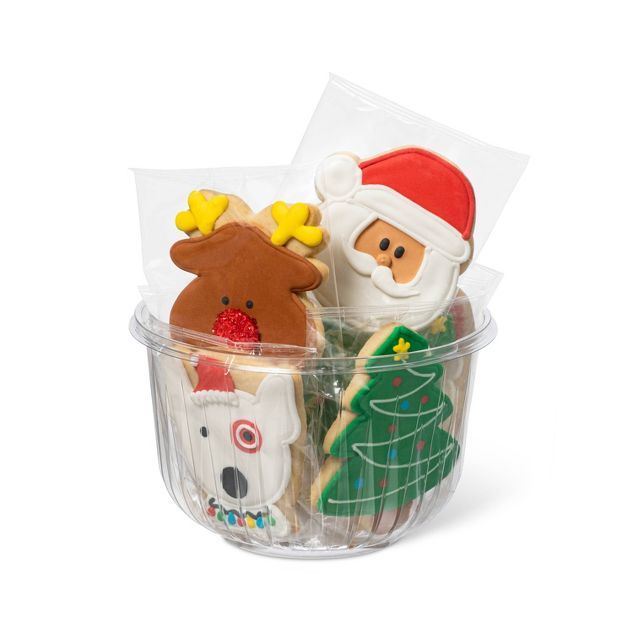Holiday Cookie Tub with Christmas Tree, Bullseye, Santa, & Reindeer - 16.93oz - Favorite Day™ | Target