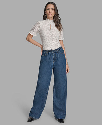 Women's Straight-Leg Tie-Waist Jeans | Macy's