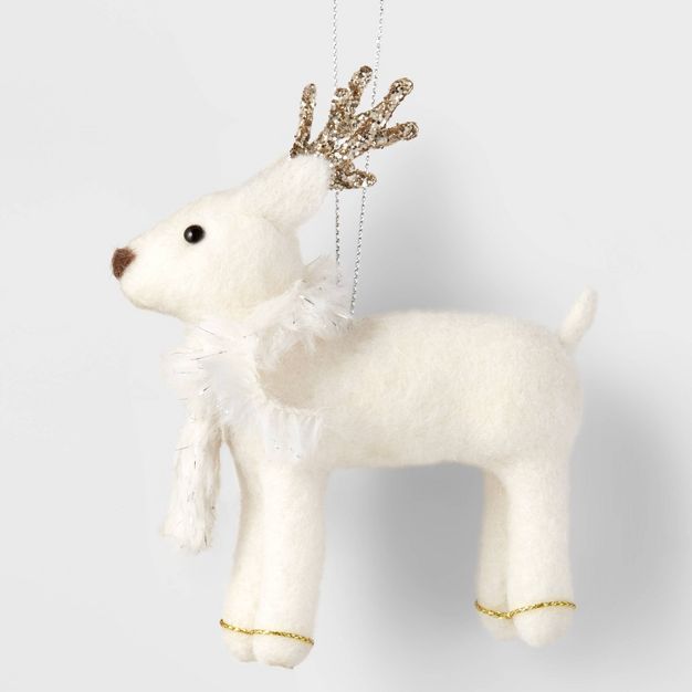 Boiled Wool Deer with Glitter Antlers Christmas Tree Ornament - Wondershop™ | Target