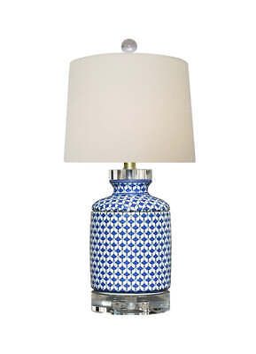 Blue and White Geometric Porcelain Lamp 18"  | eBay | eBay US
