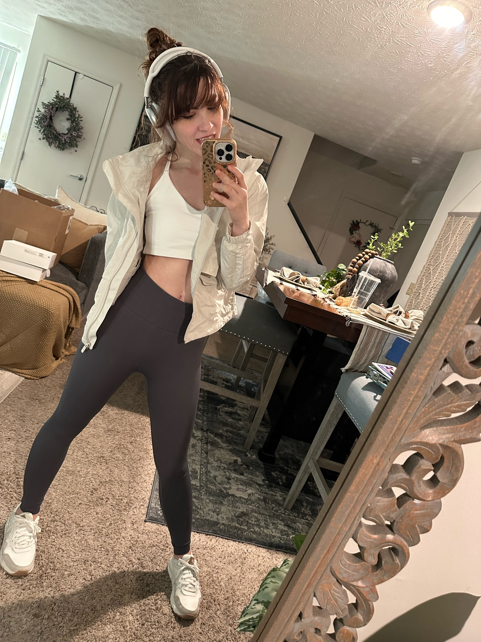 Workout outfit 
Amazon Leggings, sports bra are size S 
I’m 5’1 for reference 

#LTKfitness #LTKshoecrush #LTKworkwear