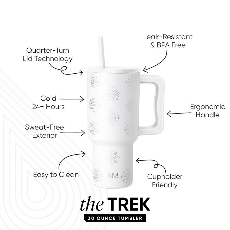 Simple Modern 30 fl oz Insulated Stainless Steel Trek Tumbler with Straw Lid | Crystal Freeze | Walmart (US)