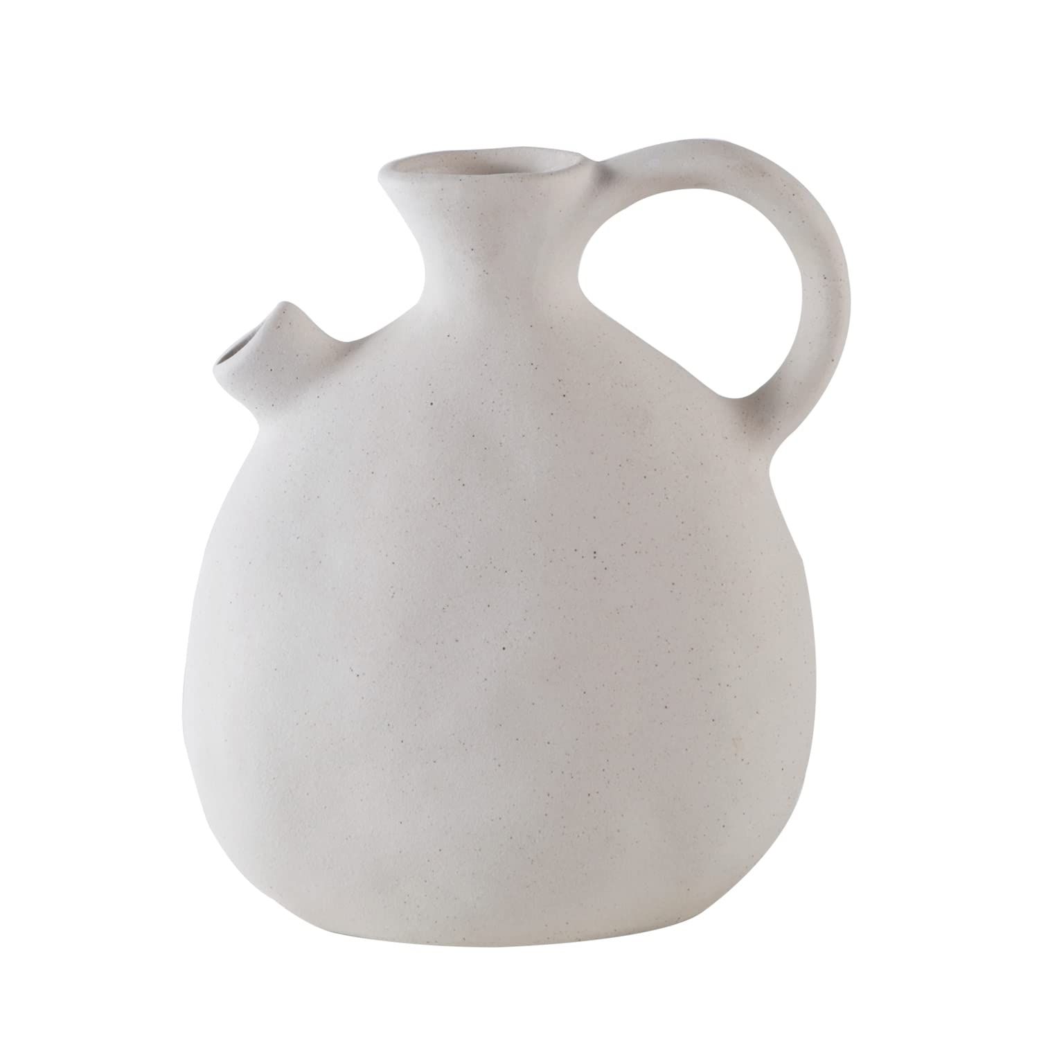Veraze Handmade Rustic Matte White Ceramic Vase, Jug Pitcher Flower Vase with Handle and Spout, Mode | Amazon (US)