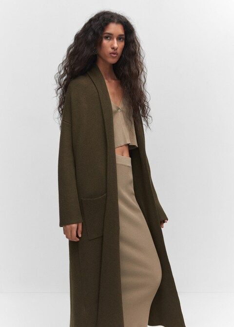 Oversized knitted coat with pockets -  Women | Mango USA | MANGO (US)