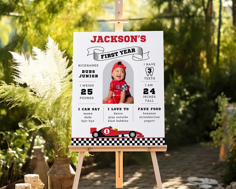 Fast One 1st Birthday Milestone Poster, Editable Race Car Birthday Party Sign, Printable Birthday... | Etsy (US)