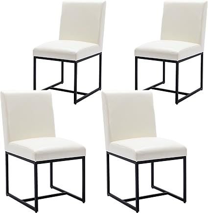 Wahson Set of 4 Upholstered Dining Chair, Faux Leather Mid Century Modern Kitchen Leather Chair A... | Amazon (US)