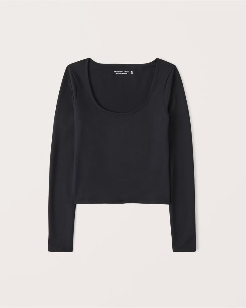 Women's Long-Sleeve Seamless Scoopneck Tee | Women's Tops | Abercrombie.com | Abercrombie & Fitch (US)