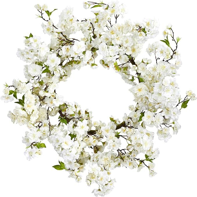 Nearly Natural 24in. Artificial Cherry Blossom Wreath | Amazon (US)