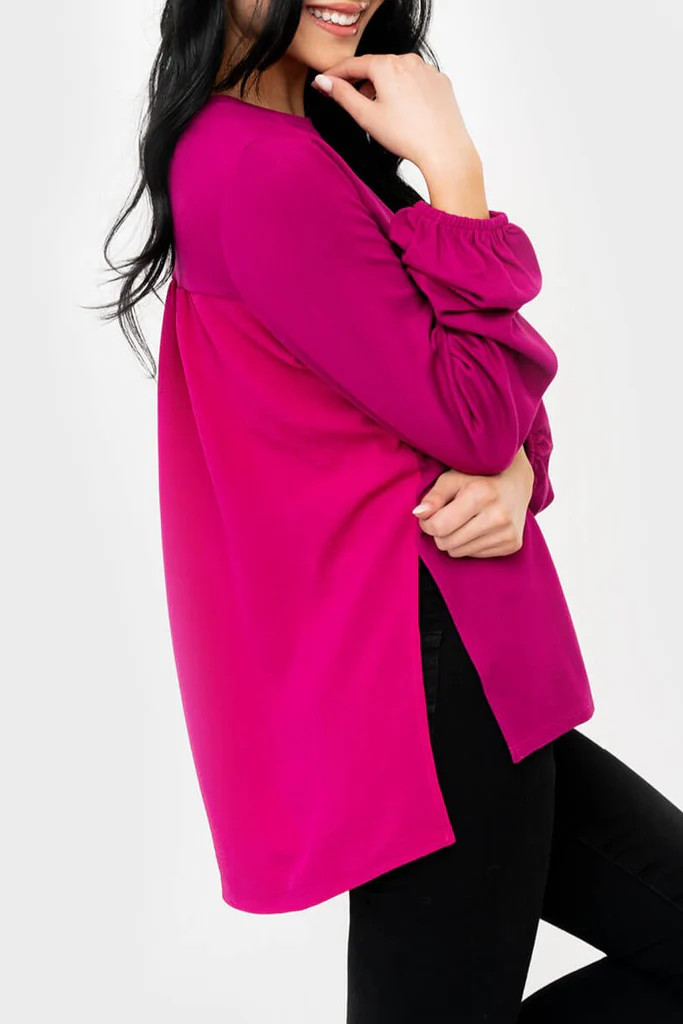 Mixed Media Woven and Knit Top | Gibson