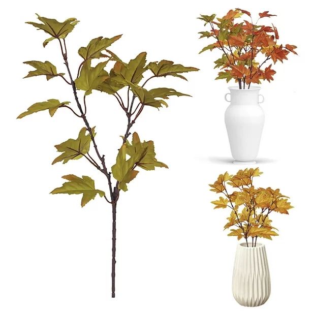 Home Decor Artificial Maple Leaves Branch Fake Fall Leaves Stems Plants Outdoor For Home Kitchen ... | Walmart (US)