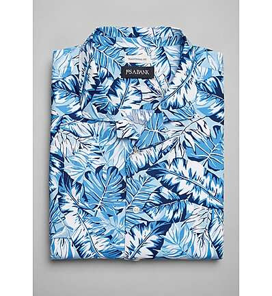 Jos. A. Bank Traditional Fit Leafy Print Short Sleeve Camp Shirt | Jos. A. Bank
