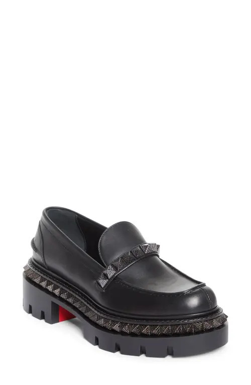 Christian Louboutin St. Roch Stud Platform Loafer in Black at Nordstrom, Size 10.5Us | Nordstrom