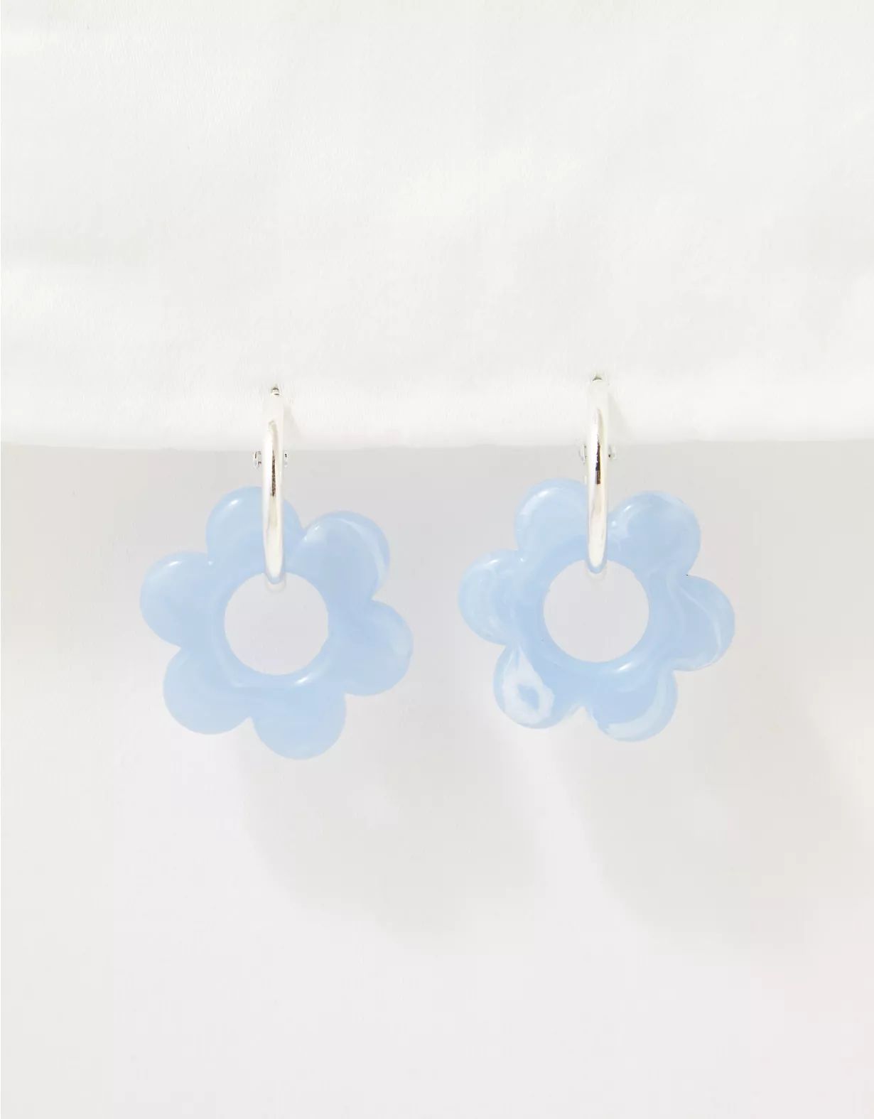 AEO Blue Resin Floral Hoop Earring | American Eagle Outfitters (US & CA)