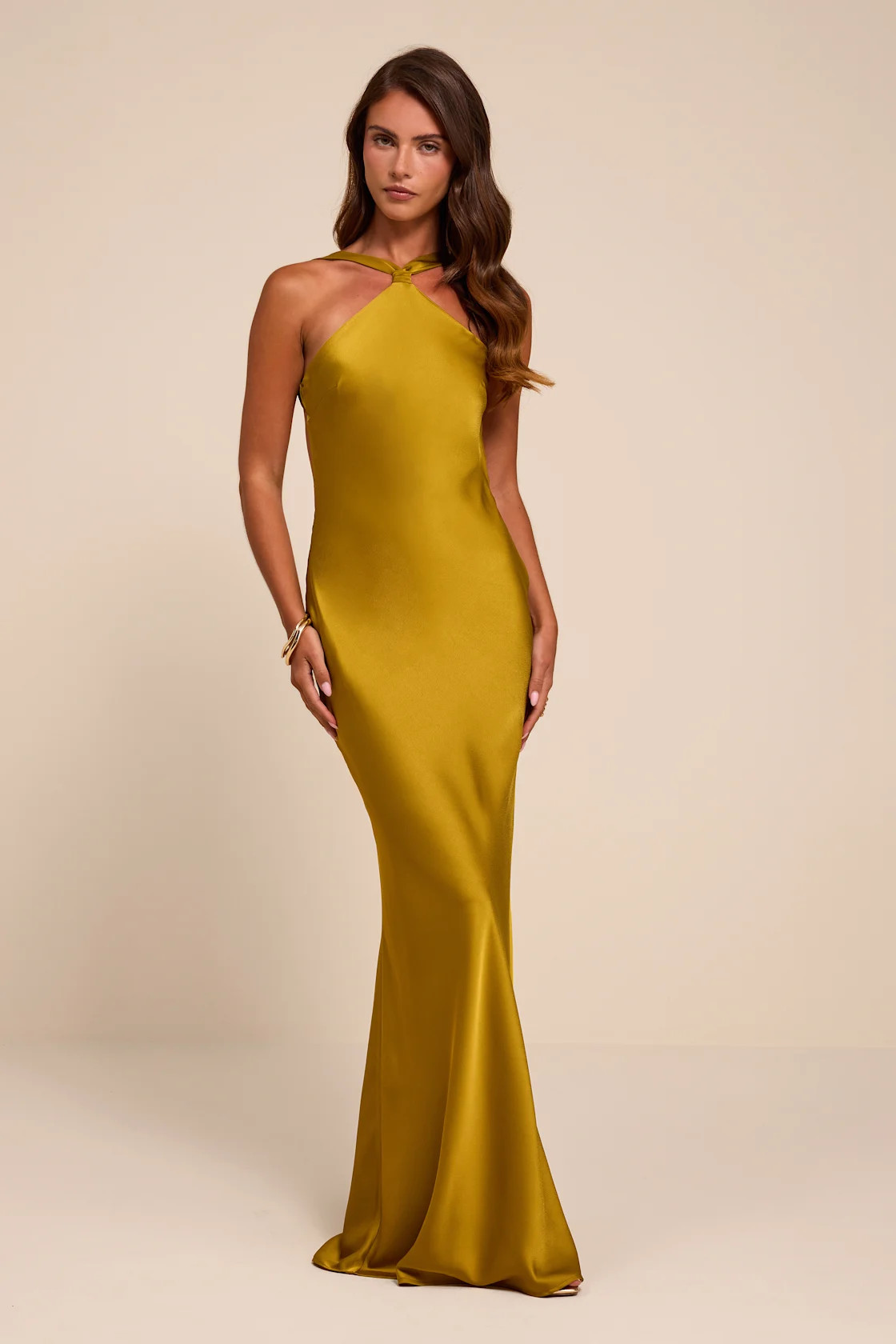 Sienna Chartreuse Satin Backless Maxi Dress | Lulus