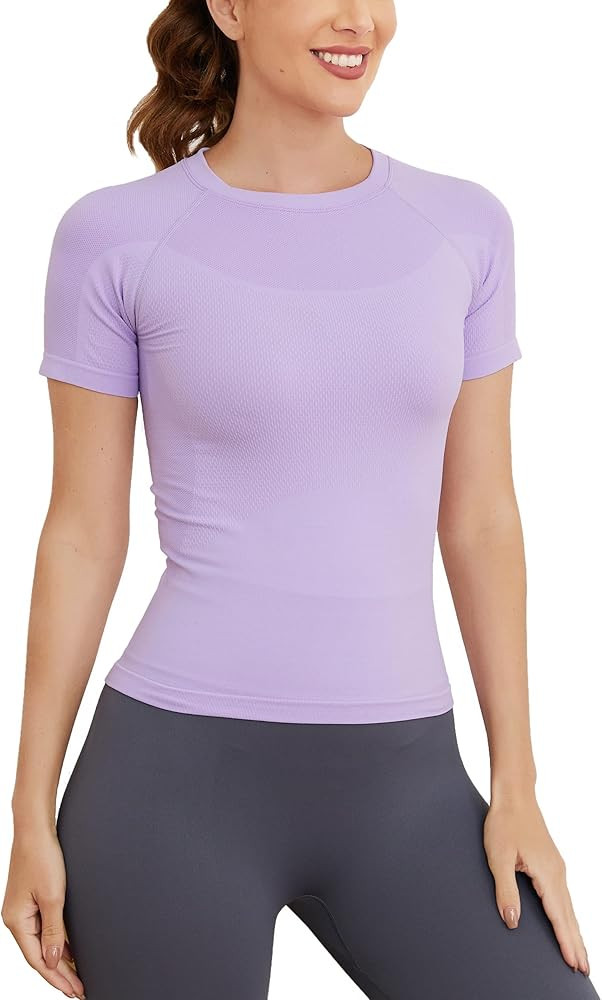 MathCat Short Sleeve Workout Tops for Women, Seamless Workout Shirts for Women, Yoga Athletic Shi... | Amazon (US)