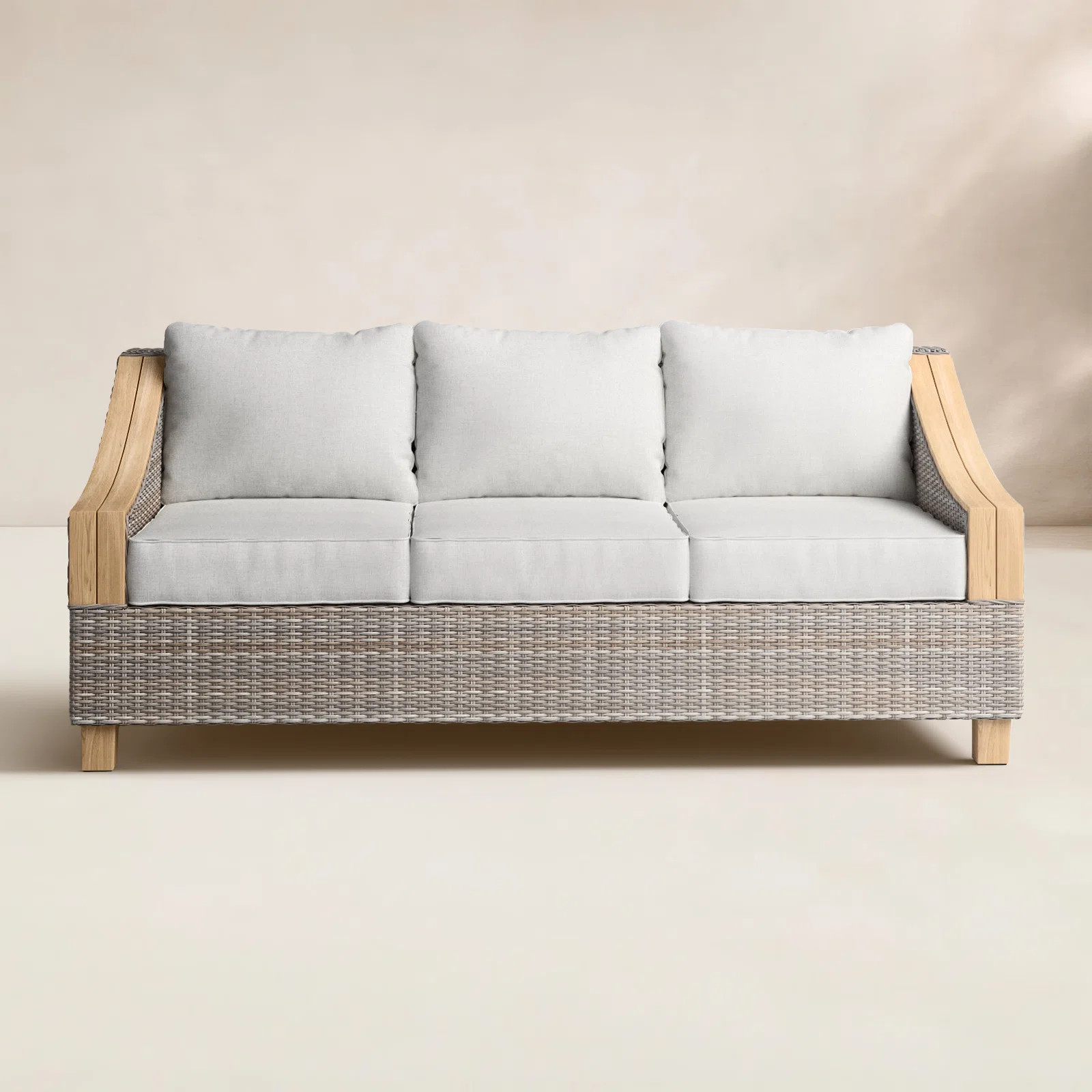 Carlton 78'' Wide Straight Premium All-Weather Wicker Patio Sofa with Sunbrella® Cushions | Birch Lane