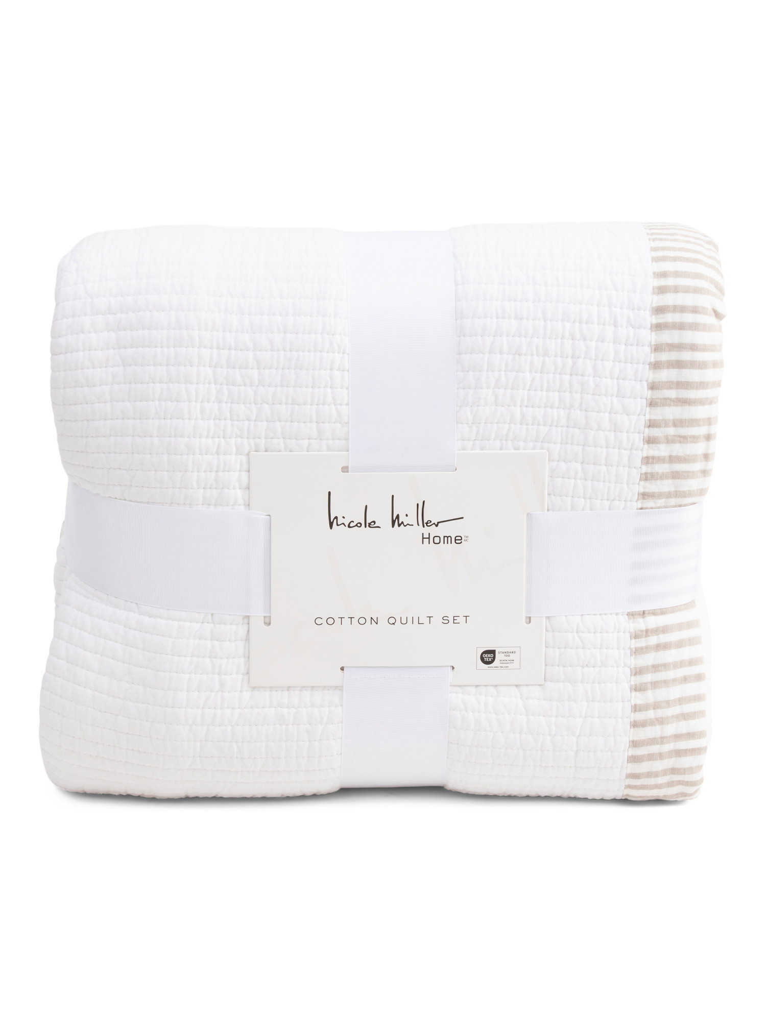 Cotton Stripe Border Pattern Quilt Set | TJ Maxx