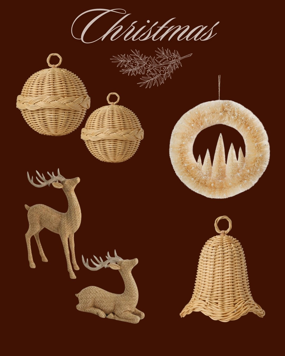 Christmas rattan edition (and a bottlebrush wreath). I love these pieces from Cailini Coastal!  


Ornaments, reindeer, bell, 

#LTKSeasonal #LTKHome