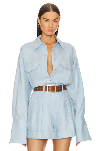 Linen Button Down Shirt in Chambray Blue | Revolve Clothing (Global)