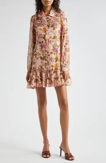 Barnes Floral Long Sleeve Mini Shirtdress | Nordstrom