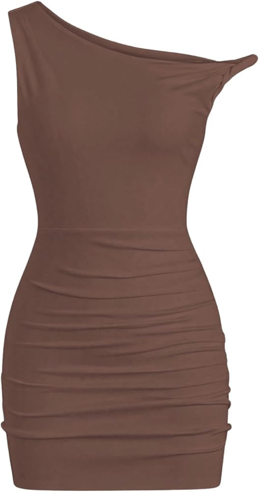 SOLY HUX Women's Summer Mini Dresses Off The Shoulder Ruched Bodycon Graduation Dress Sexy Going ... | Amazon (US)