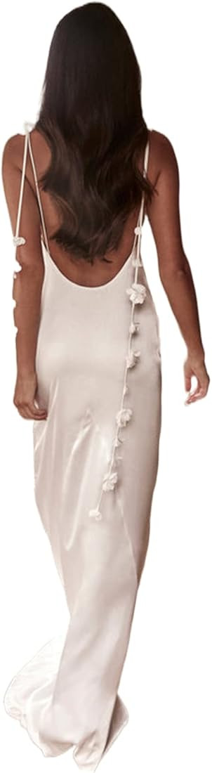 Women's Sexy Hollow Out Maxi Dress Solid Color Halter Neck Cami Dress High Split Elegant Evening ... | Amazon (US)