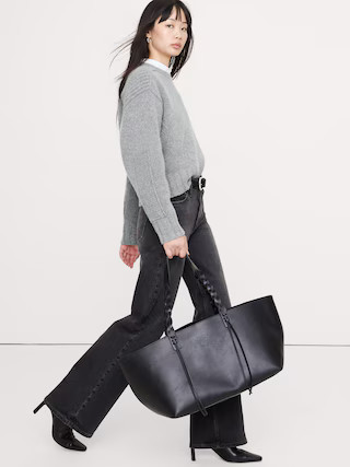 Merino-Cashmere Ribbed-Panel Sweater | Banana Republic (US)